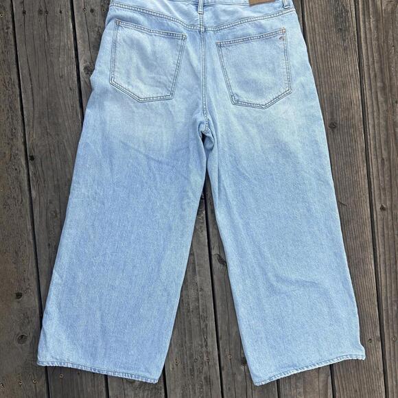Madewell Plus Superwide Leg Jeans 32 Ahern Wash Light 100% Cotton Rigid High - Picture 6 of 8